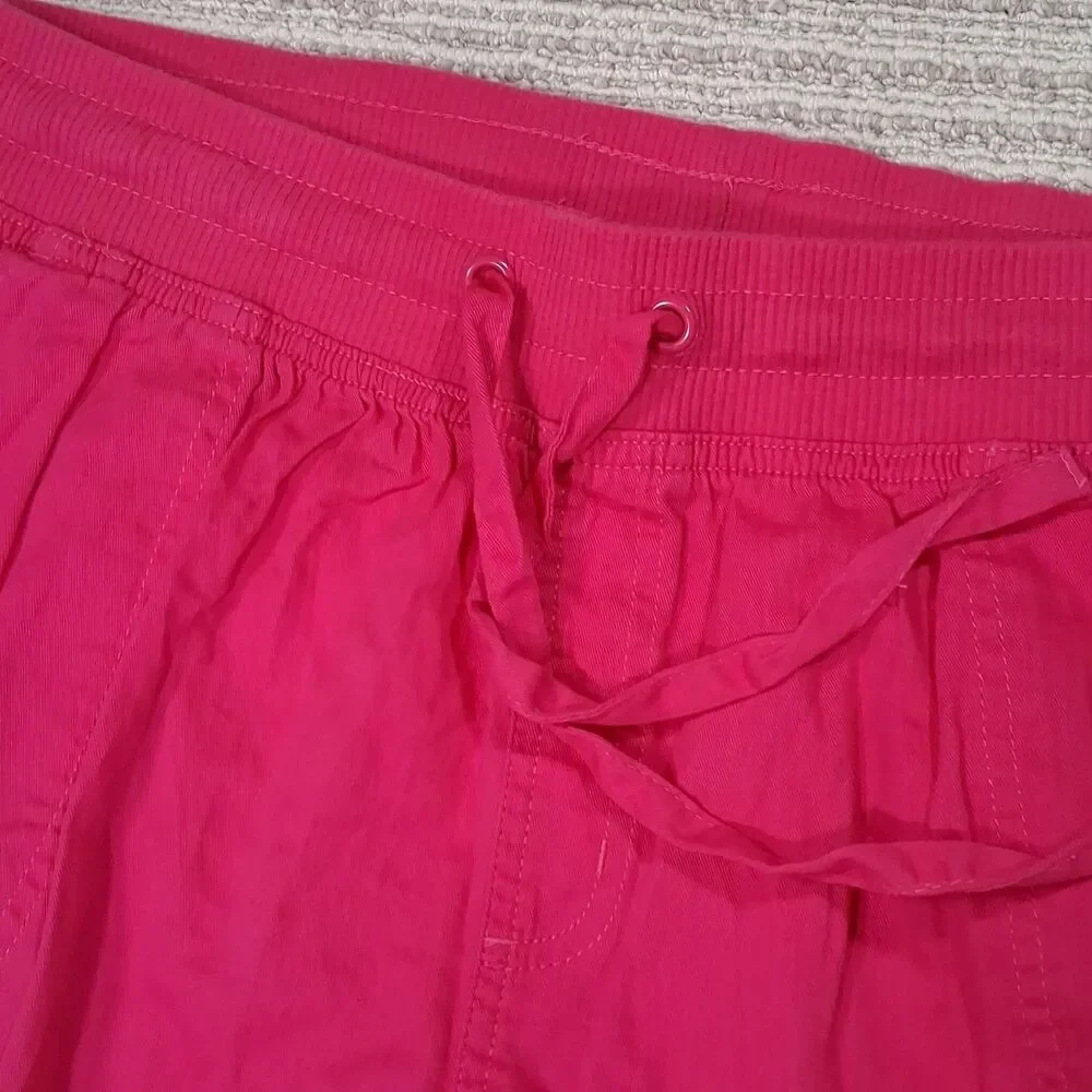 WOMAN WITHIN SHORTS 14W PINK CARGO DRAWSTRING ELASTIC WAIST CASUAL COTTON... - Picture 10 of 12